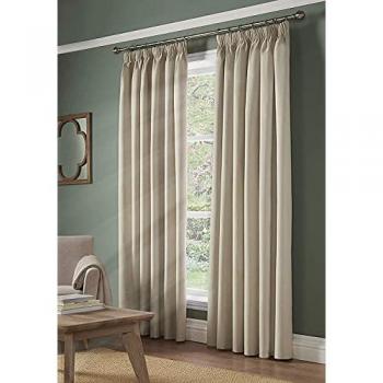 Alan Symonds 100% Blackout Taped‑Top Curtains, Pencil Pleat, Cream, 41×72 inches