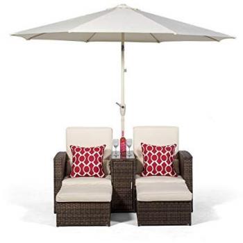 Modern Furniture Direct: Giardino Nevada Double Rattan Sun Loungers – Brown