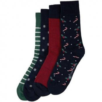 TOM TAILOR Herren Socken im 4er-Pack, blau, gemustert, Größe 39-42