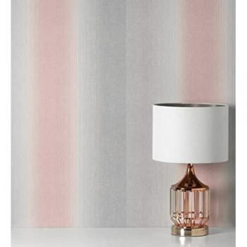 Muestra de papel pintado vinílico lavable rayas gris rosa DIN A4