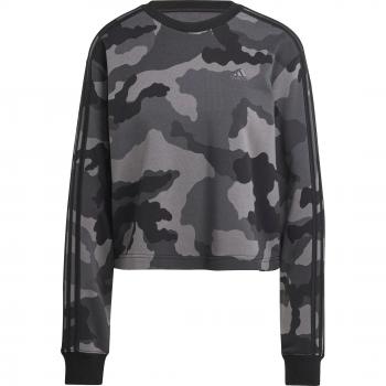 Sudadera Cropped en Estampado Camo Adidas Mujer Color Negro