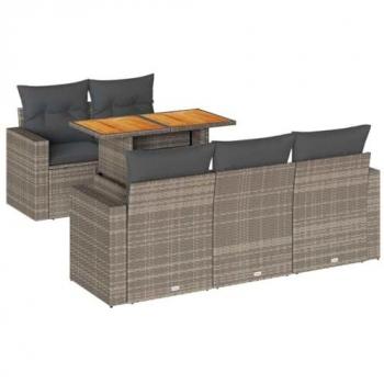 VidaXL Outdoor Rattan Lounger Set, 6 Pieces, Grey Cushions