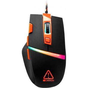 Canyon Sulaco GM-4 RGB-Gaming-Maus, 7 Makros, Pixart 3519 Kabelsensor, Orange/Schwarz