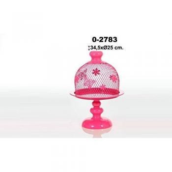 Floral Winged Pink Metal Lunch Container with Base and Cap