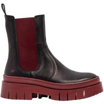 Bottines Casual Femme Noir-Bordeaux