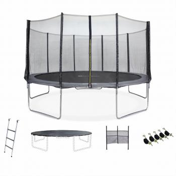 Alice's Garden Trampoline 460 cm Gris avec Filet de Protection