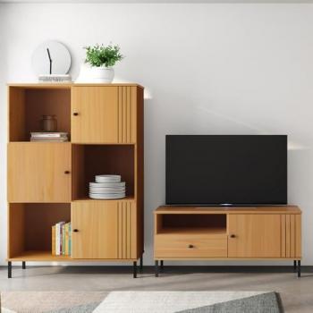 Massivholz Wohnwand Kiefer eichefarbig WILLOW-69, 2-teilig