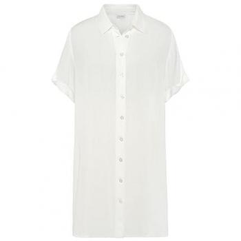 Lascana Sommerliche Kurzarm Longbluse Damen Weiß Gr. 40 mit Knopfleiste