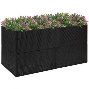 Vidaxl's Black Garden Planter, Dimensions: 157x80x80 cm, Made of Poly Rattan Material