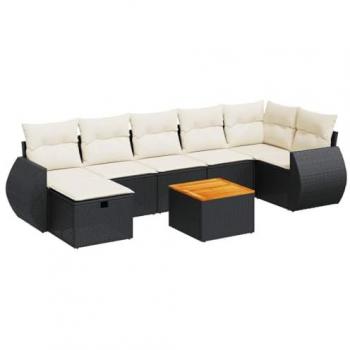 Set di Divani da Giardino 8 pz Nero in Polyrattan