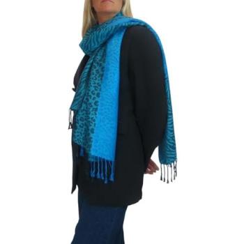 Paulo Due Turquoise Animal Print Scarf – Block Stripe Design