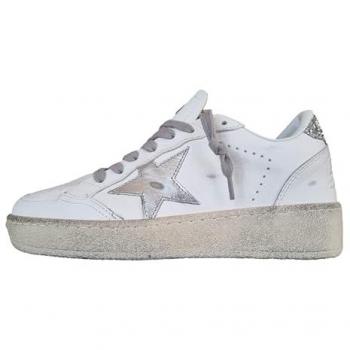 Estrella de Piel Plateada Ball Star 2 Golden Goose con Talón Brillante