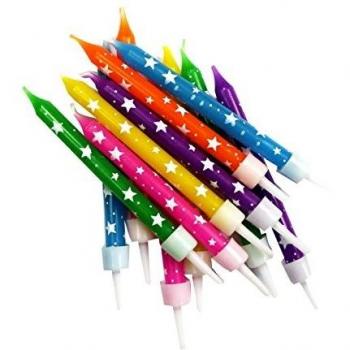 Bougies d'anniversaire avec motifs d'étoiles (x12)