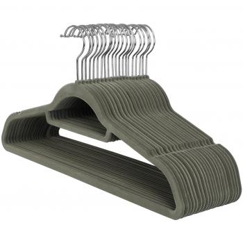 SONGMICS Velvet Suit Hangers, 20 Pack, Non-Slip, Heavy Duty, 360° Swivel Hooks, Grey