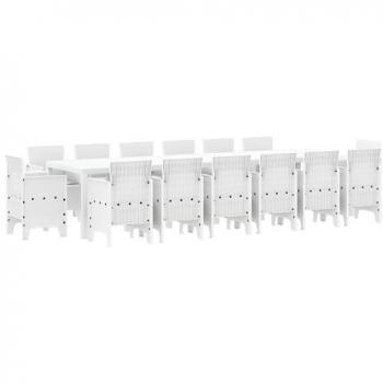 Rattan Garden Dining Ensemble – 15 Pieces, Pure White