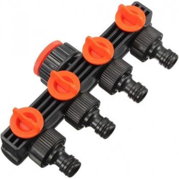 Sistema di Distribuzione 4 Vie per Rubinetto da Giardino con Adattatore di Flusso Variabile