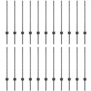 Postes de cercado manual 22 pcs gris 120 cm acero