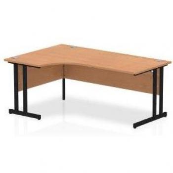 Impulse 1800mm Right Crescent Desk Oak Top Black Cantilever Leg