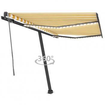 Markise mit automatischer Steuerung, LED-Beleuchtung und Windsensor 300x250 cm Gelb/Weiß
