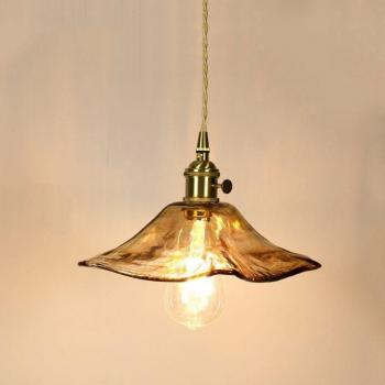 Retro Brass Hanging Lamp – Glass Pendant, E27