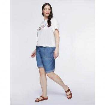 Bermuda de mujer Fiorella Rubino en denim claro con cintura elástica