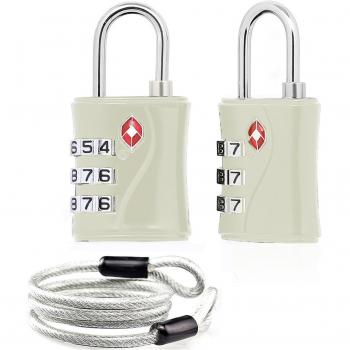 Reiseschloss‑Kabelkombination mit Zahlencode (weiß)