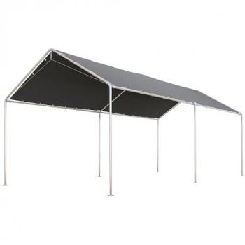 Auvent Carport OutSunny 6 m × 3 m – Acier renforcé, toit PE gris, protection complète pour véhicule