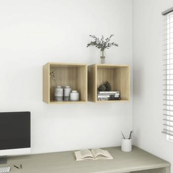 VidaXL Armario de pared 2 uds madera contrachapada 37x37x37 cm Marrón