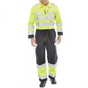 Beeswift ARC Flash High Visibility Coverall Saturn Yellow Navy Blue 54