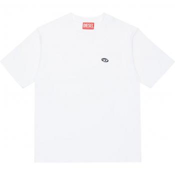 T-shirt Bianca Bambino Diesel in Cotone con Ricamo Oval-D