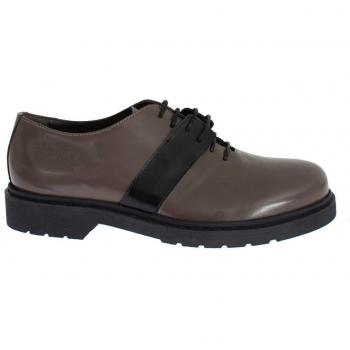 Gray Brown Leather Laceup Shoes