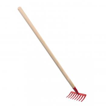 Rastrello rosso con manico in legno 80 cm