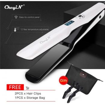 LCD Display Ceramic Hair Straightener Flat Iron PTC Fast Heating
