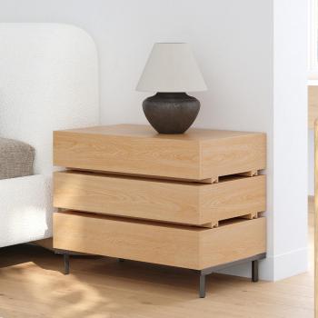 Verstellbarer Nachttisch aus Holz mit Stauraum