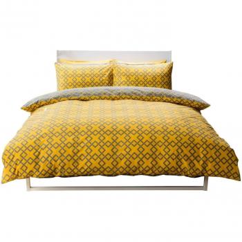 Saffron/Grey Super King Size Duvet Cover Set