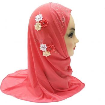 Al Amira – hijab fleuri pour fille, foulard pour enfants musulmans de 2 à 7 ans