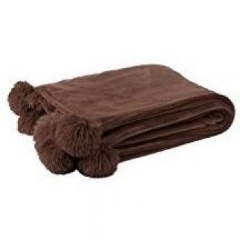 Blanc & Marron Plaid Pompon