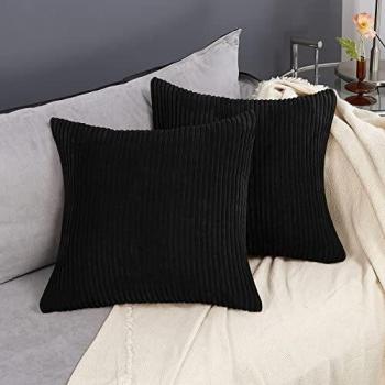 Square Sofa Seat Pillow Cases, 22 x 22, Dark Black