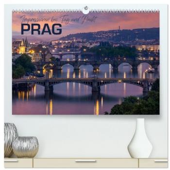 PRAG Impressionen bei Tag und Nacht (hochwertiger Premium Wandkalender 2025 DIN A2 quer) Kunstdruck in Hochglanz
