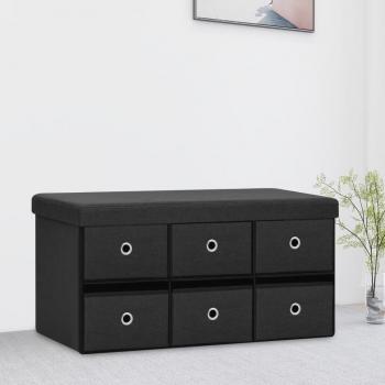 Banco de almacenaje plegable negro 76x38x38 cm