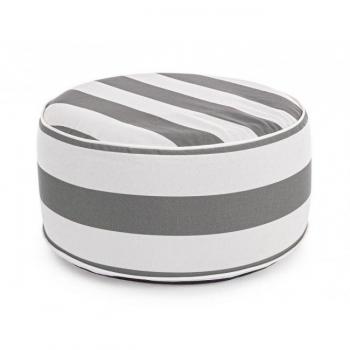 Pouf Hinchable Rayas Blanco-Gris