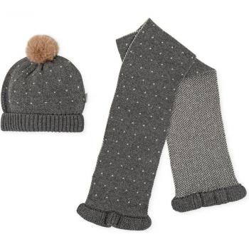Set de gorro y bufanda de tricot para niña bebé con estampado