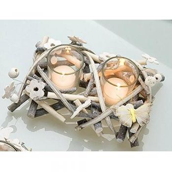 GILDE Rattan-Galerie: Glas-Windlicht, gelb