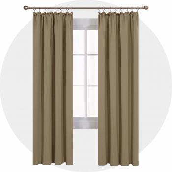 Deconovo Thermo Vorhänge 210x140 cm Taupe 2er Set