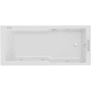 Square 1700 mm × 750 mm 12 Jet Chrome V‑Tec Single Ended Whirlpool Bath – White (Metal/Plastic)