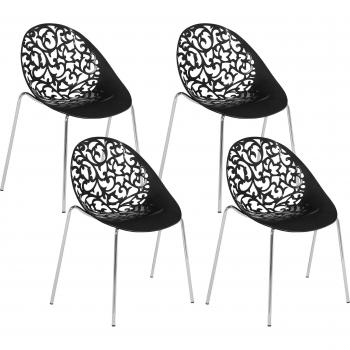Set de 4 chaises noires MUMFORD en matériaux synthétiques