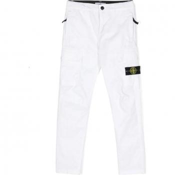 Stone Island Pantalone Bianco Bambino in Cotone Taglia 10
