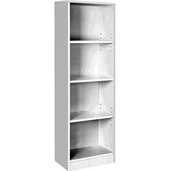 Libreria Vasagle 4 Ripiani Regolabili, Scaffale per Bambini, Portaoggetti, Organizzatore per Studio, Ufficio, 40 x 24 x 121,5 cm, Bianco