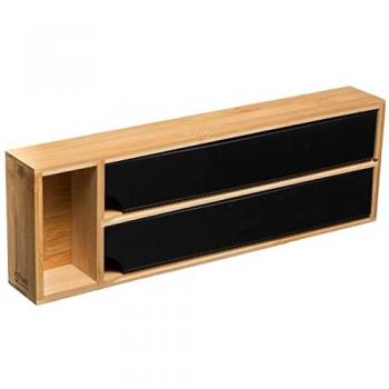 DISPENSADOR DOBLE BAMBÚ NEGRO MAXHOME 33X13X5.5 cm