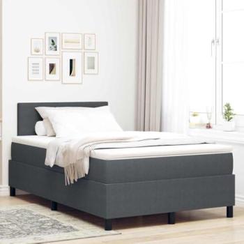 Lit double à ressorts gris foncé 193x120x88 cm – finition velours côtelé